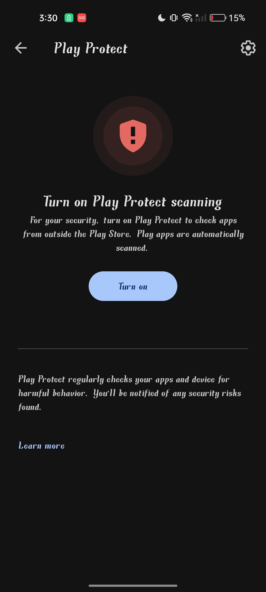 Turn off Play Protect scanning